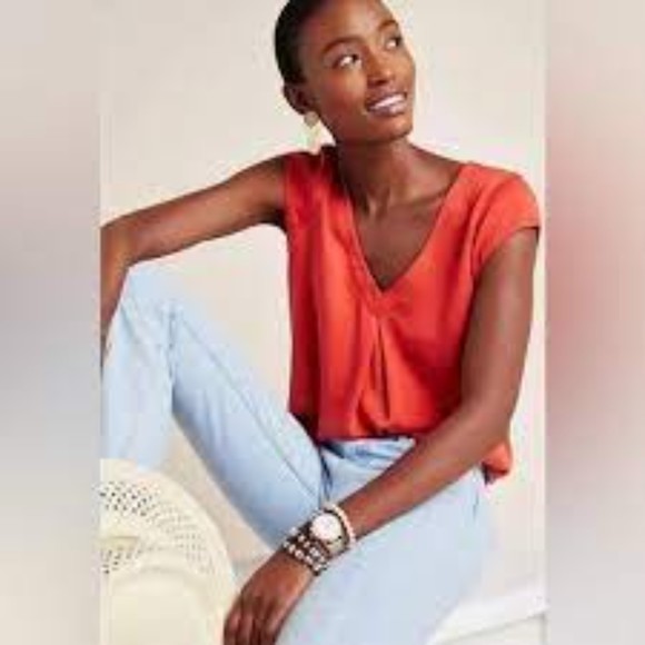 Anthropologie Maeve Ally Cupro Tunic Red Small - Picture 4 of 9